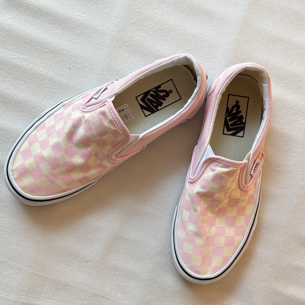 Vans Women’s Pink and White Checkered Slip-On Sneakers - Picture 8 of 8